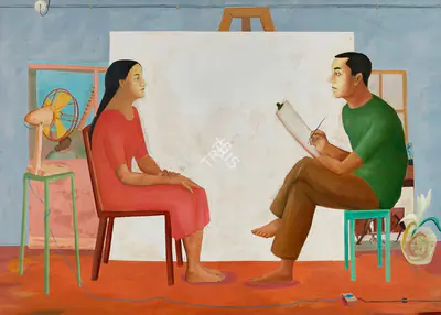 K.P. Reji (Artist), Study for a Love Painting, 2004, Painting