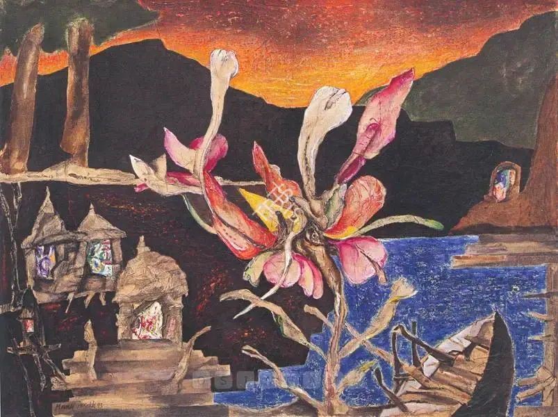 Manu Parekh (Artist), Banaras, 1993, Painting