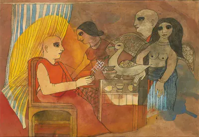 Badri Narayan (Artist), The Painter's Characters, 2002, Painting