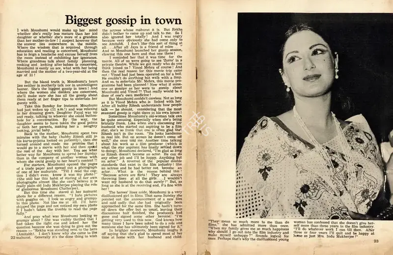Biggest gossip in town, 1976, Conversation