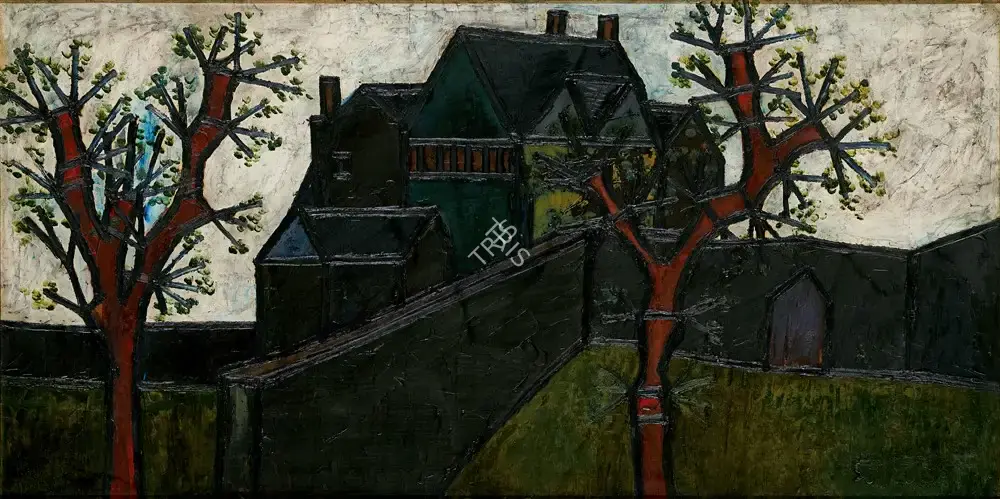 Souza, F.N. (Artist). Landscape with Two Trees, 1955 | Painting, Pu.Mum/23.02.23, 2023 · Pundole