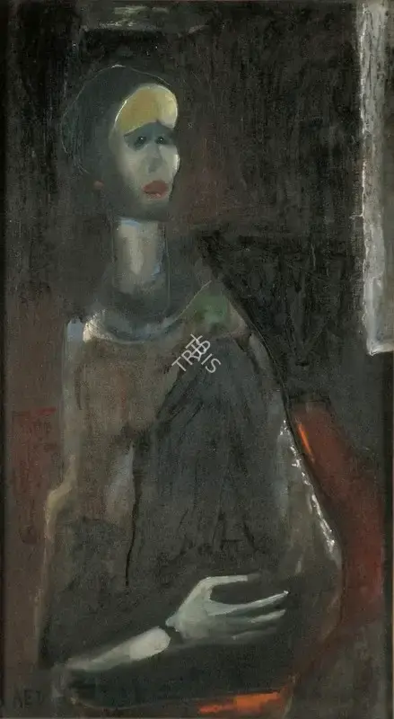 Anjolie Ela Menon (Artist), Portrait Of Professor E, 1960, Painting