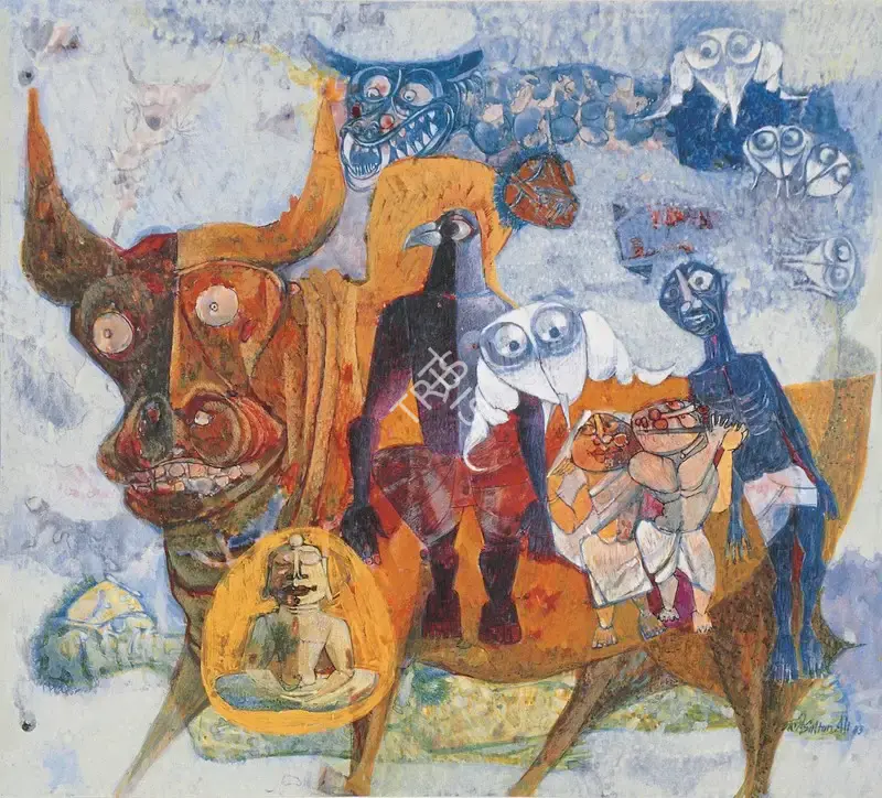 Ali, J. Sultan (Artist). Niryata (Domination) -Pramannu Darshan Series, 1983 | Painting, Os.Mum/21.06.12, 2012 · Osian's