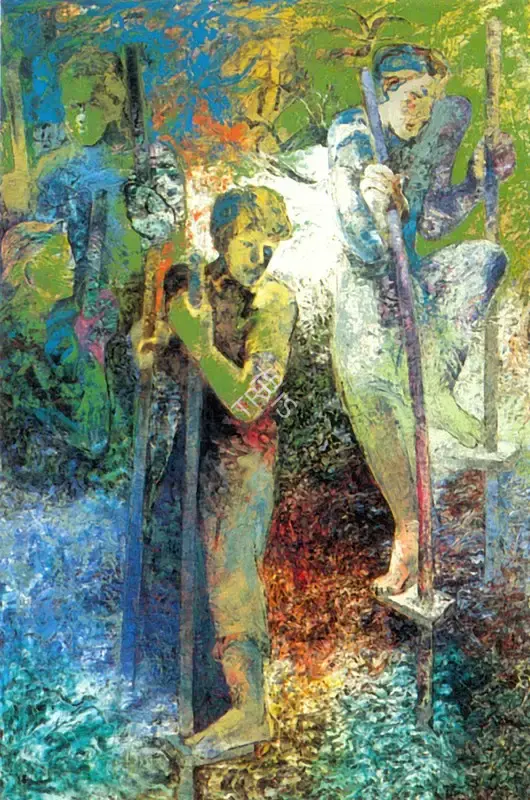Deepak Shinde (Artist), Walking Tall, 1993, Painting