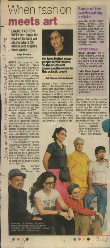 Vidya Prabhu (Writer), When Fashion Meets Art, 2008, Newspaper Clipping