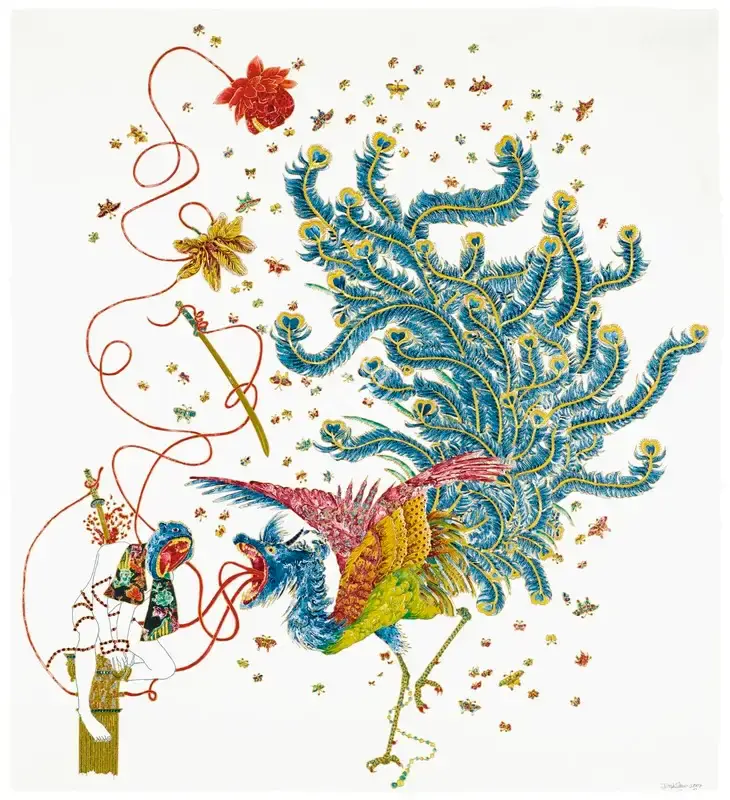 Raqib Shaw (Artist), Death, Beauty and Justice III, 2007, Painting