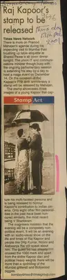 Rsj Kspoot'd Stamp to be Released, 2001, Newspaper Clipping
