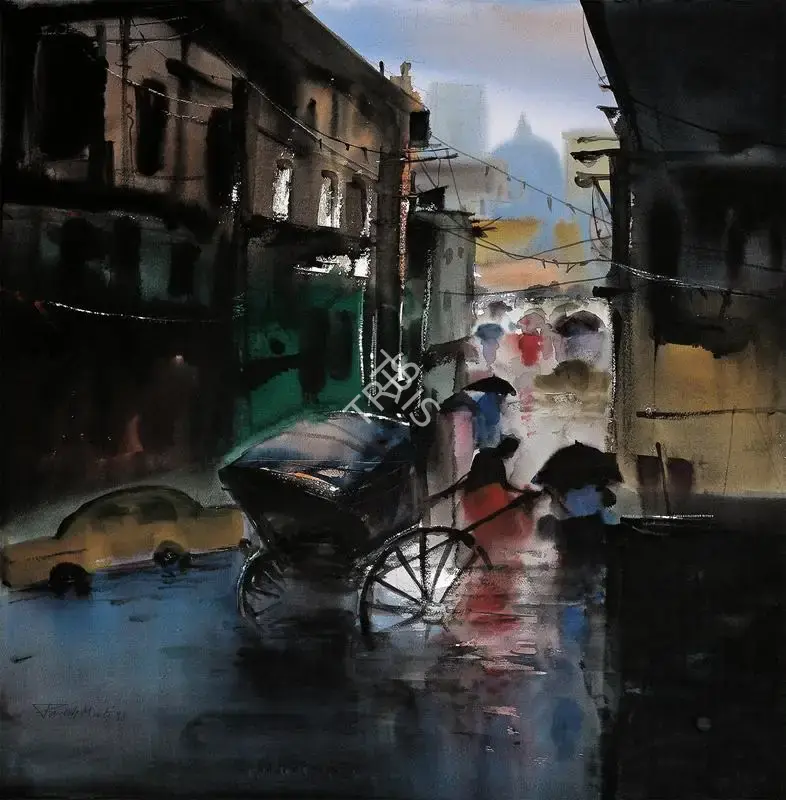 Paresh Maity (Artist), Waterlogging, 1998, Painting