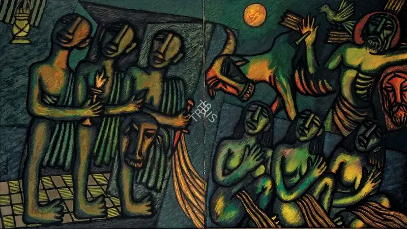Mondal, Rabin (Artist). Rapists & The Raped, 2006-2007 | Painting, Os.Del/18.03.08, 2008 · Osian's