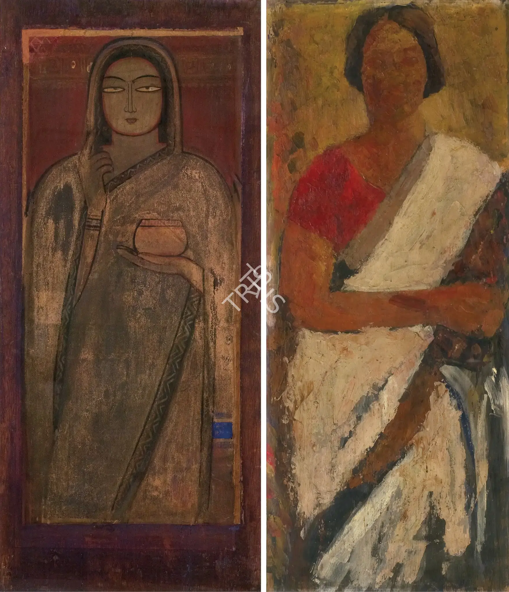 Jamini Roy (Artist), Woman, 1921, Painting