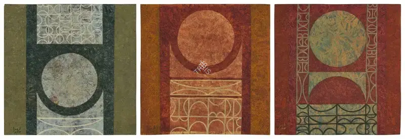 Anwar Jalal Shemza (Artist), Square Composition I, II, III, 1962, Painting