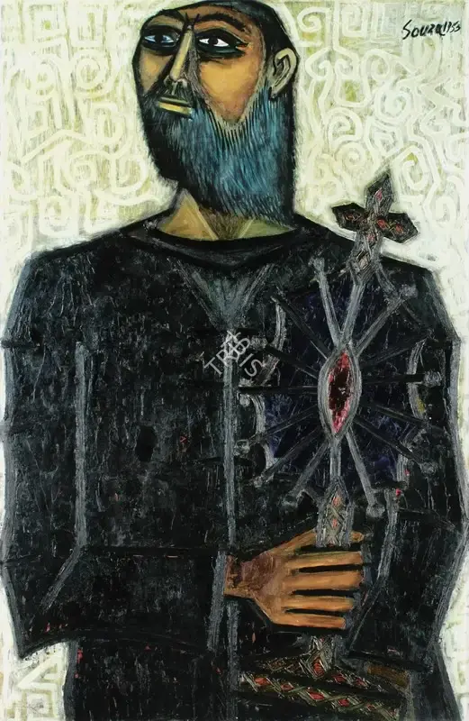 F.N. Souza (Artist), Man With Monstrance, 1953, Painting