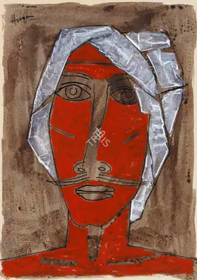 M.F. Husain (Artist), Untitled (Man in Turban), 1955, Painting
