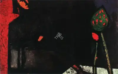 S.H. Raza (Artist), Woman with a Tree, 1953, Painting