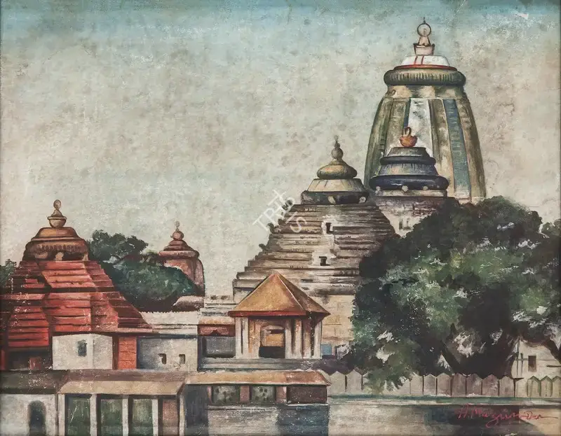 Hemendranath Mazumdar (Artist), Landscape of Old Puri Jagannath Temple, Painting