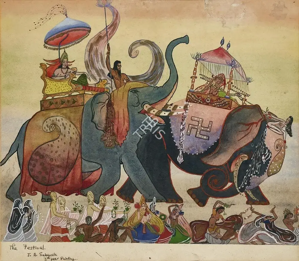 Jehangir Sabavala (Artist), The Festival, 1942, Painting