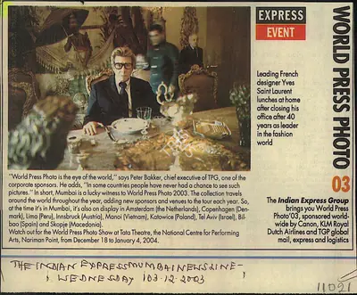 World Press Photo 03, 2003, Newspaper Clipping