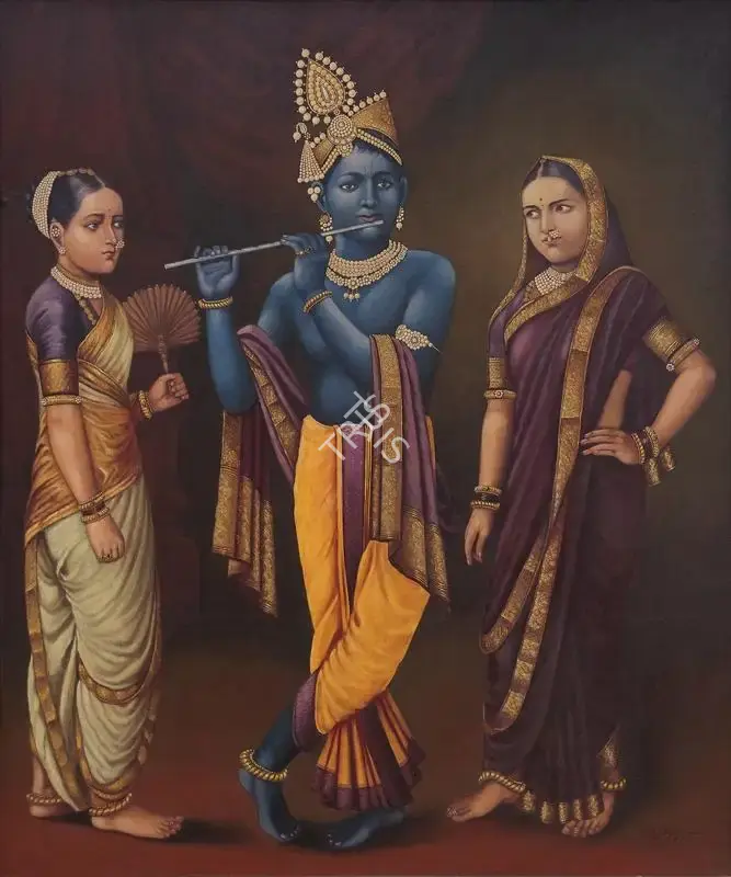 M.V. Dhurandhar (Artist), Krishna and Gopis, 1921, Painting