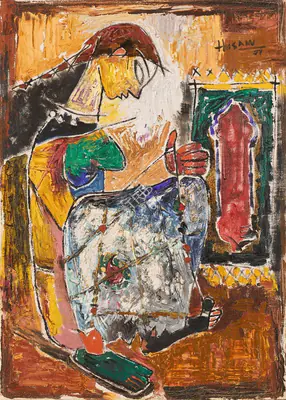 M.F.&nbsp;Husain (Artist), Untitled (Beads), 1951, Painting