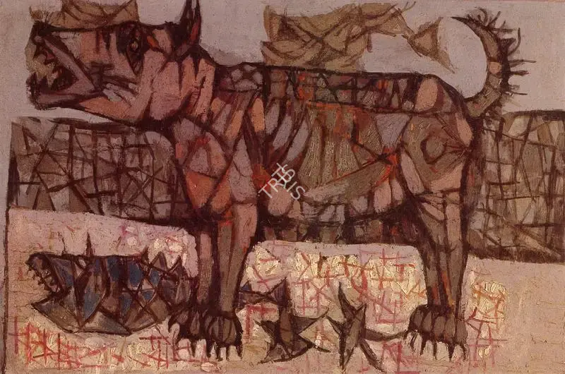 K.G. Subramanyan (Artist), Dog, 1956, Painting