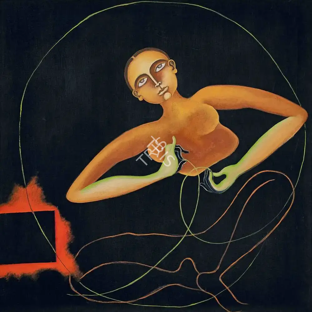 Arpana Caur (Artist), Untitled (Green Circle), 2007, Painting