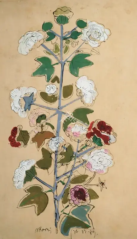 Mukherjee, B.B. (Artist). Flowers, 1947 | Painting, Os.Del/18.03.08, 2008 · Osian's