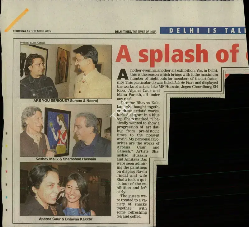 Sunil Kataria (Photographer), A Splash of Colour, 2005, Newspaper Clipping