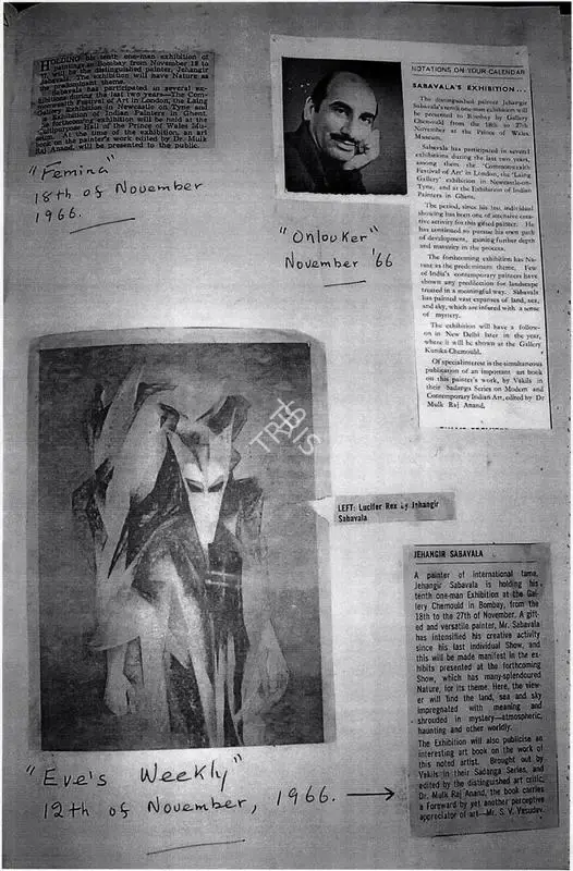 Jehangir Sabavala, 1966, Newspaper Clipping