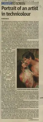 Pratik Ghosh (Reporter), Portrait of an Artist on Technicolour, 2008, Newspaper Clipping