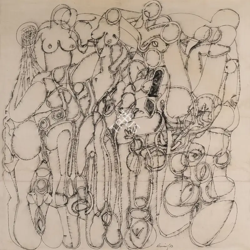 Avinash Chandra (Artist), Untitled (Nudes), 1963, Painting