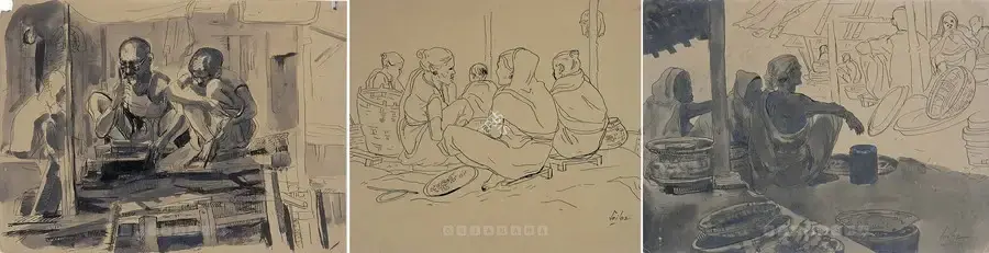 Sailoz Mookherjea (Artist), Market Sense Series, 1949, Painting
