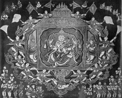 Unknown (Artist), Narasimha with Lakshmi on Garuda, 1900, Tapestry