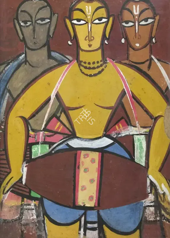 Jamini Roy (Artist), Untitled (Drummer), 1940, Painting