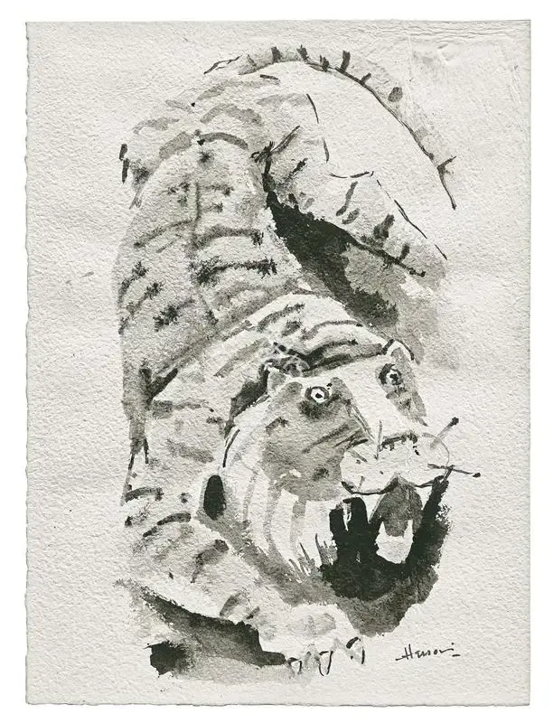 M.F. Husain (Artist), Tiger, Painting