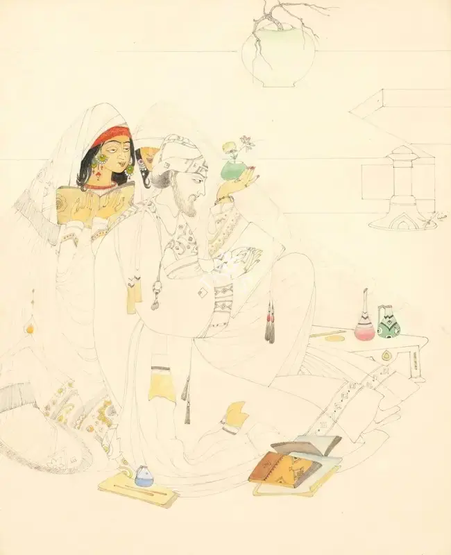 Chughtai, M.A.R. (Artist). Untitled (Vision of the Poet), n.d. | Painting, Ch.Lon/26.05.16, 2016 · Christie's