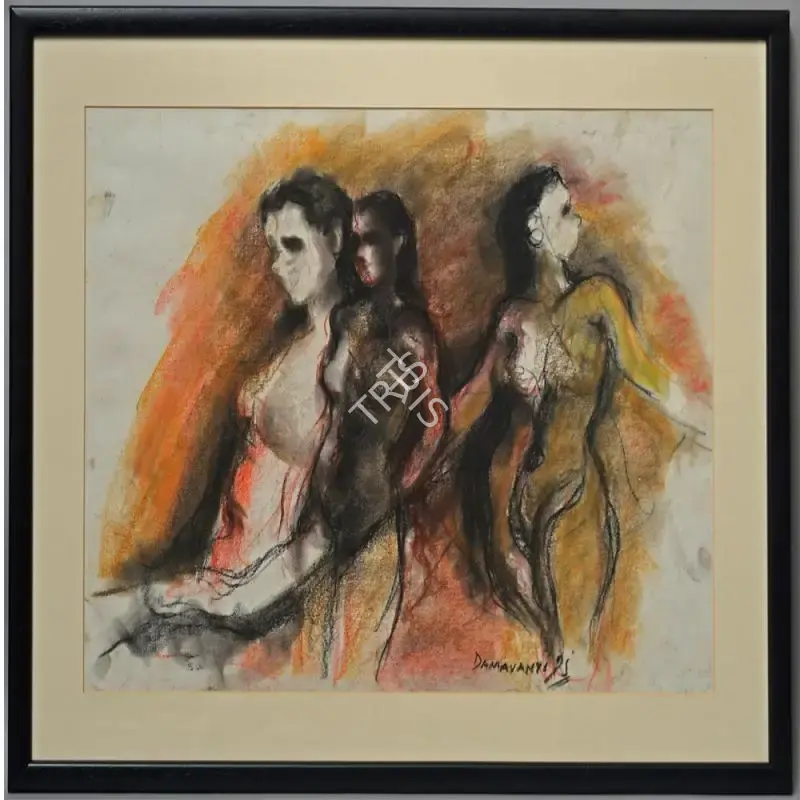Damayanti (Artist), Three female nudes, 1995, Drawing