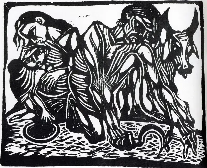 Chittaprosad (Artist), Starving Peasants, Painting