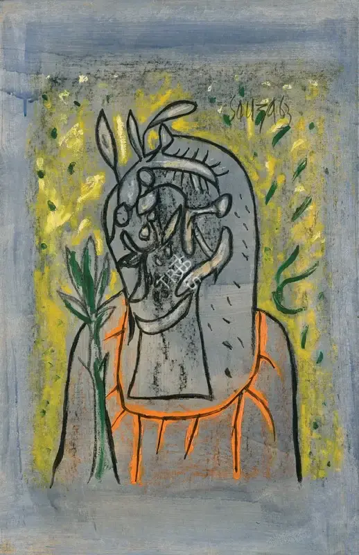 F.N. Souza (Artist), Head, 1963, Painting