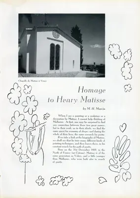 M.H. Murcia (Essayist), Homage to Henry Matisse, 1955, Essay