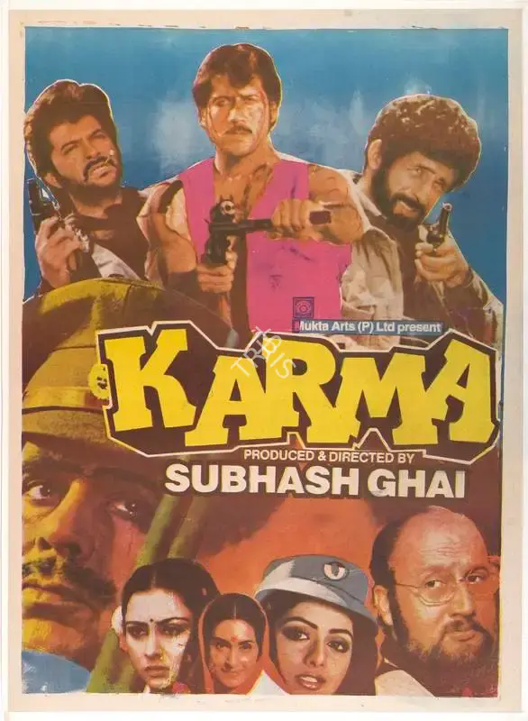 Subhash Ghai (Producer), Karma, 1986, Full Sheet Poster