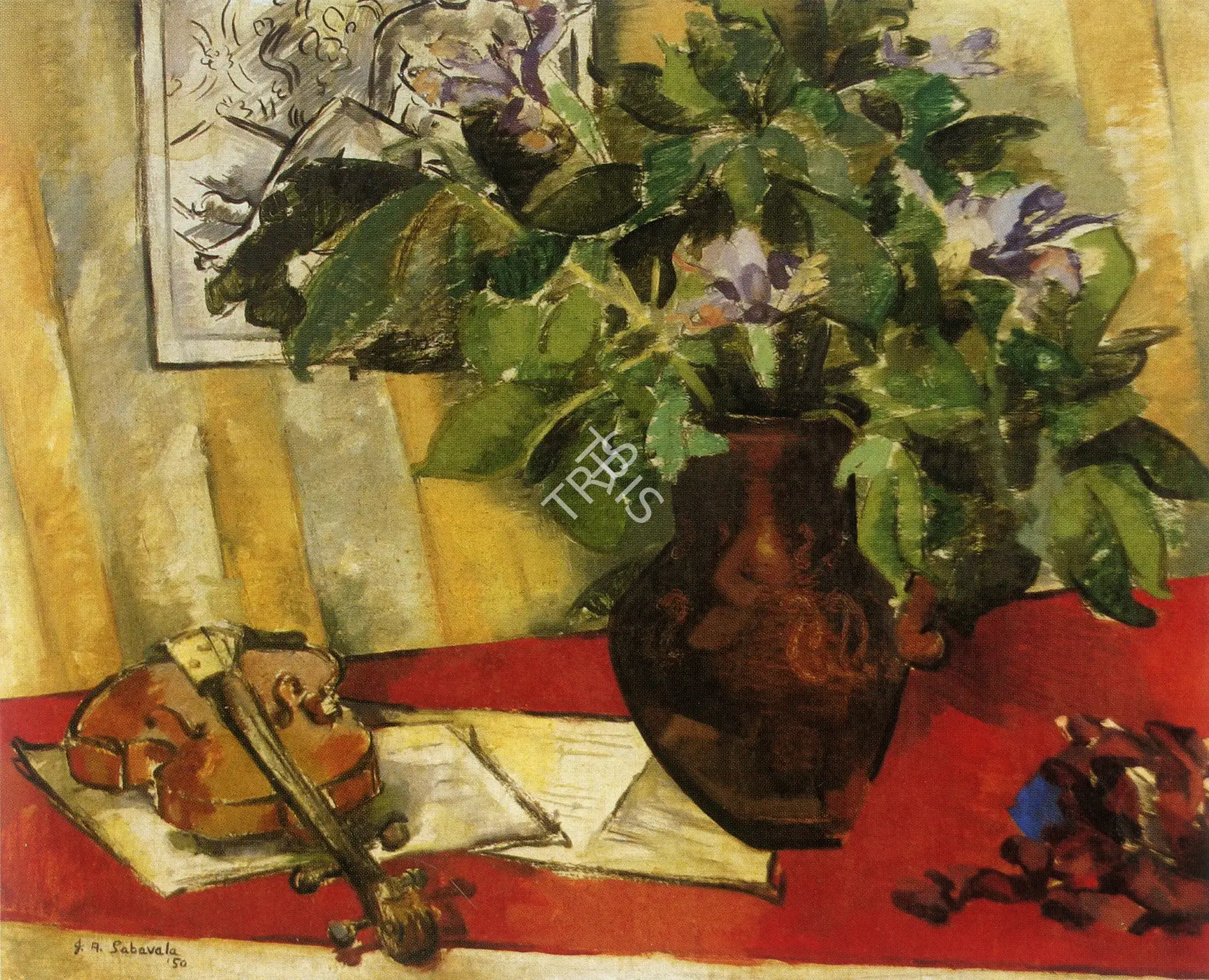 Sabavala, Jehangir (Artist). Leaves A Violin. Oil on canvas, 1950 | Painting | FineArts | 00598177