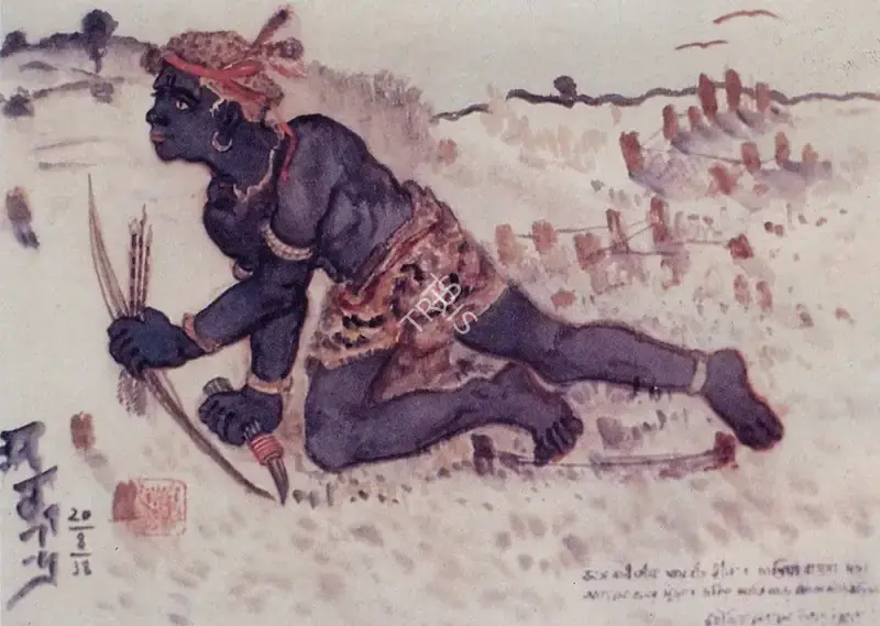 Abanindranath Tagore (Artist), Kalaketu, The Hunter, Kavi Kankkan Chandi Series, 1938, Painting