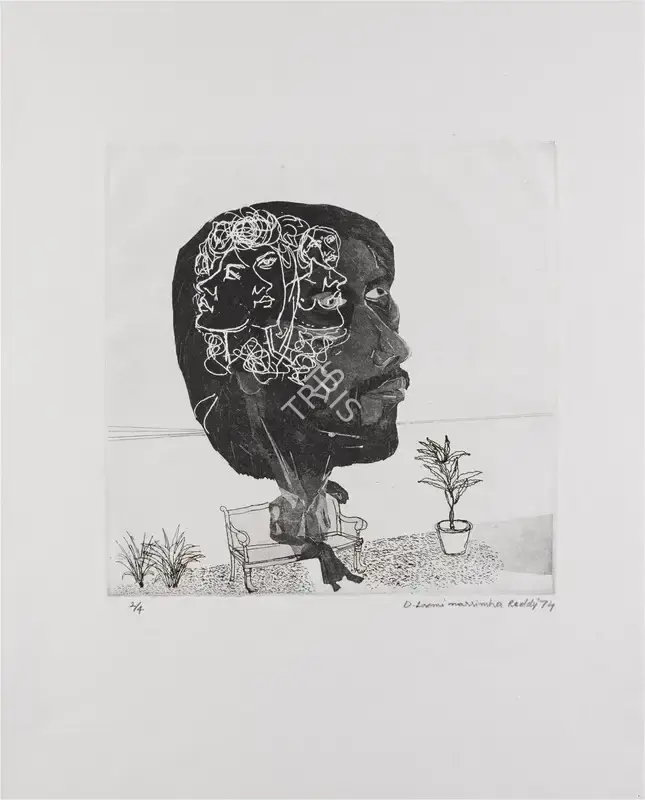 D.L.N. Reddy (Artist), Untitled (Seated Figure), 1974, Graphic Art