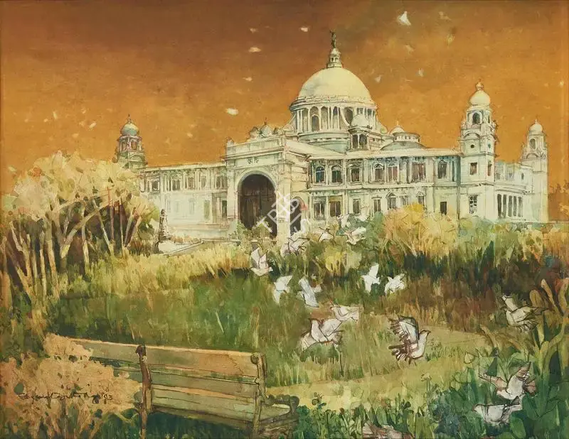 Ray, Shyamal Dutta (Artist). Victoria Memorial, 1983 | Painting, Pu.Mum/13.09.22, 2022 · Pundole
