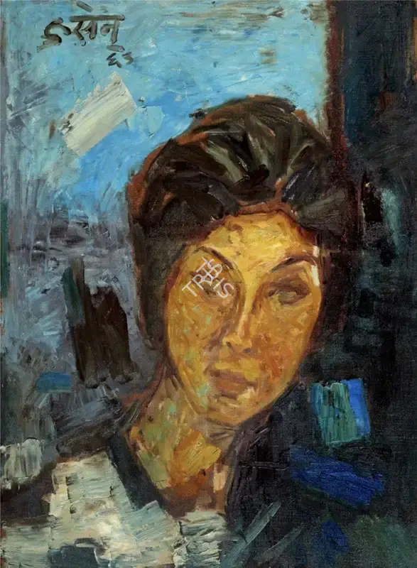 M.F. Husain (Artist), Untitled (Portrait of a Lady), 1963, Painting