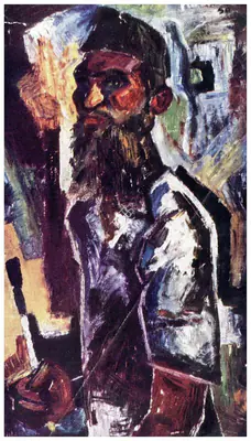 Husain, M. F. (Artist). Self Portrait. Oil on canvas, 1950 | Maqbool Fida Husain, 2008 | Painting | FineArts | 00495231