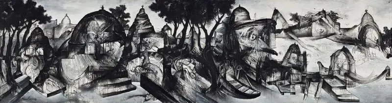 Manu Parekh (Artist), Banaras In Black And White, 2005, Painting