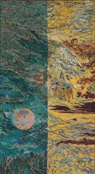 Pai, Laxman (Artist). Soleil et Nuages, 1953 | Painting, Ch.NeY/14.09.16, 2016 · Christie's