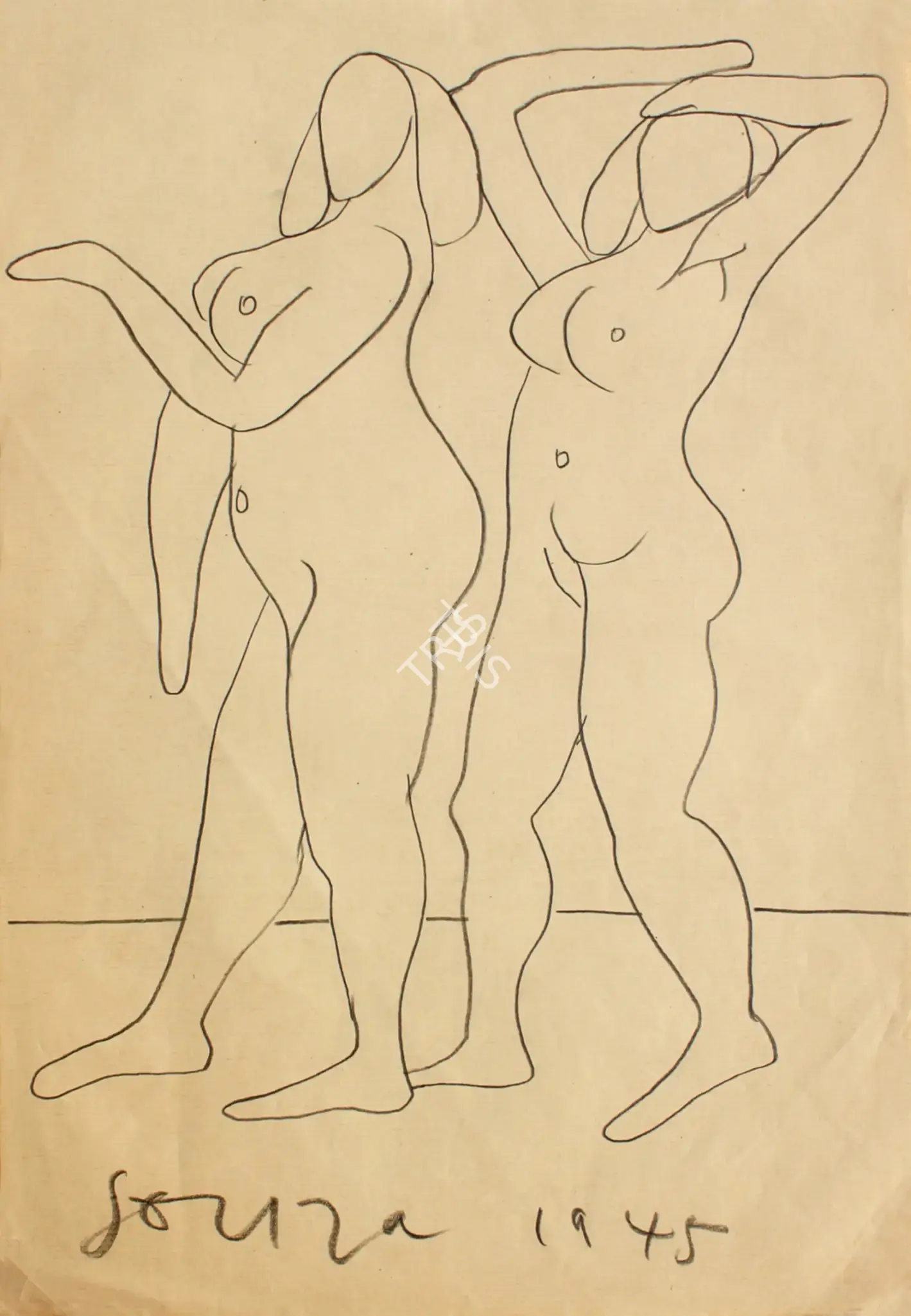 F.N. Souza (Artist), Untitled, 1945, Drawing