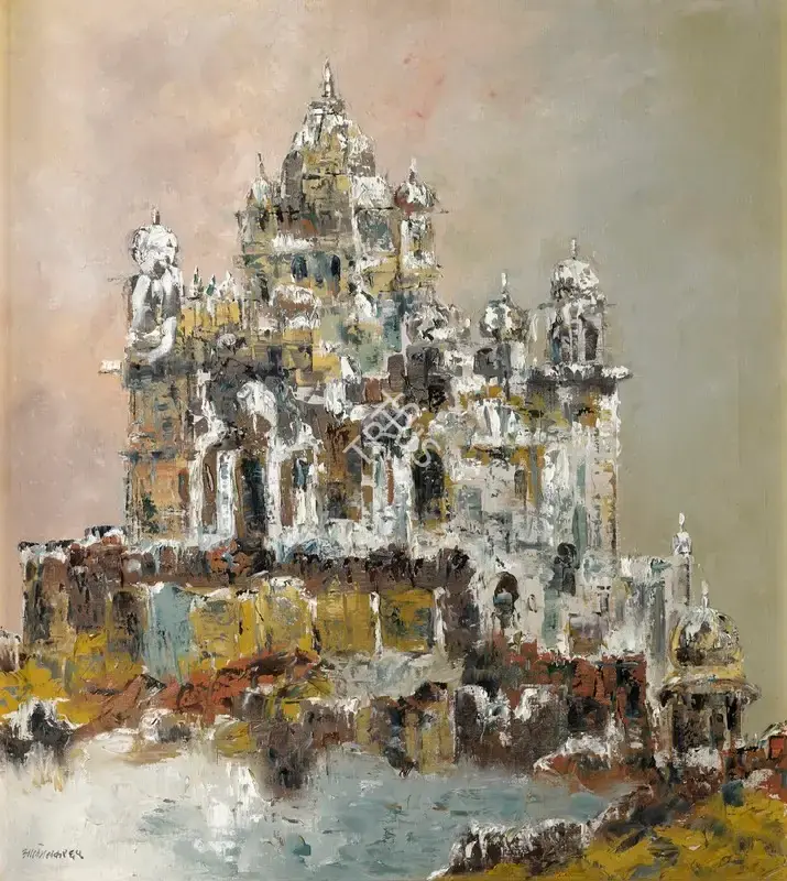 A.A. Almelkar (Artist), Untitled (Udaipur Temple), 1965, Painting